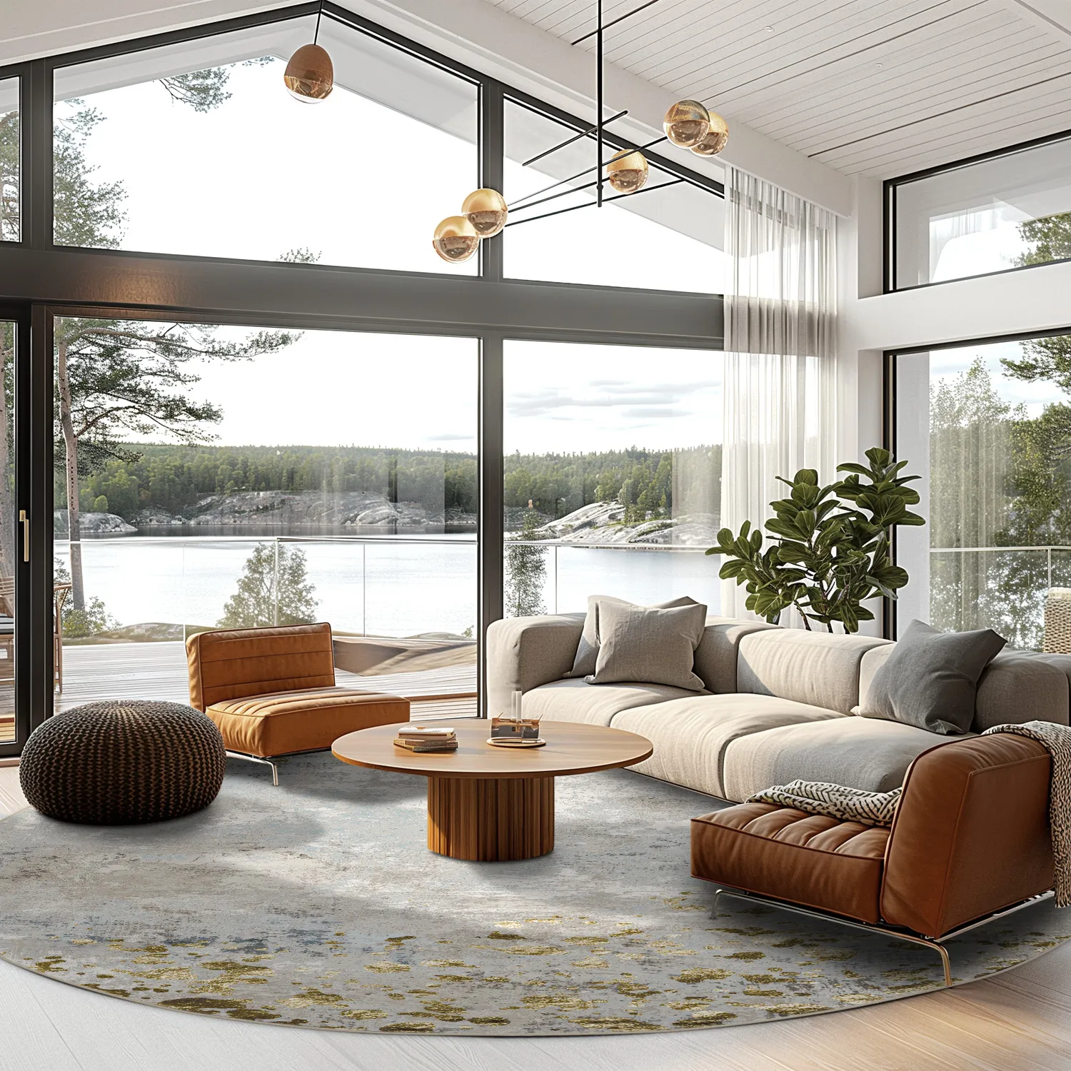 Kerek szőnyeg - Maude (szürke/arany)