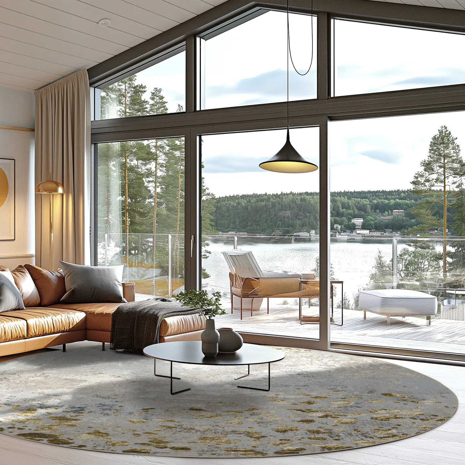 Kerek szőnyeg - Maude (szürke/arany)