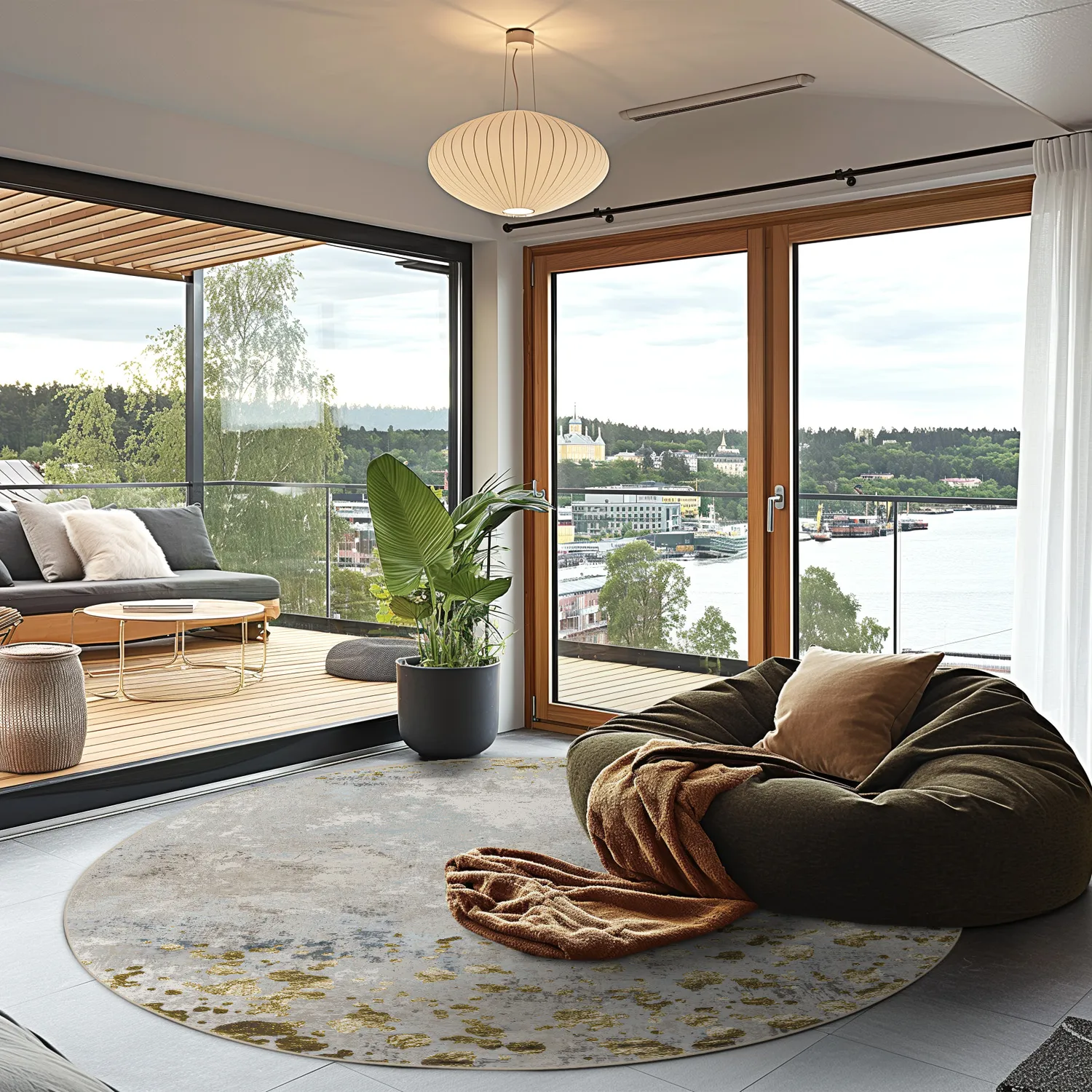 Kerek szőnyeg - Maude (szürke/arany)