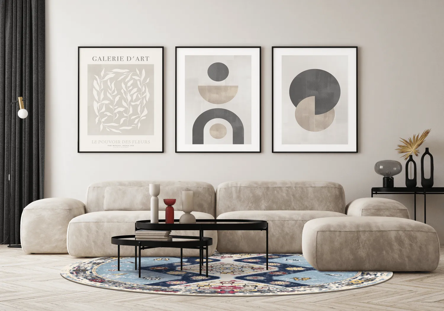 Kerek szőnyeg - Mazzarino (kék/többszínű)