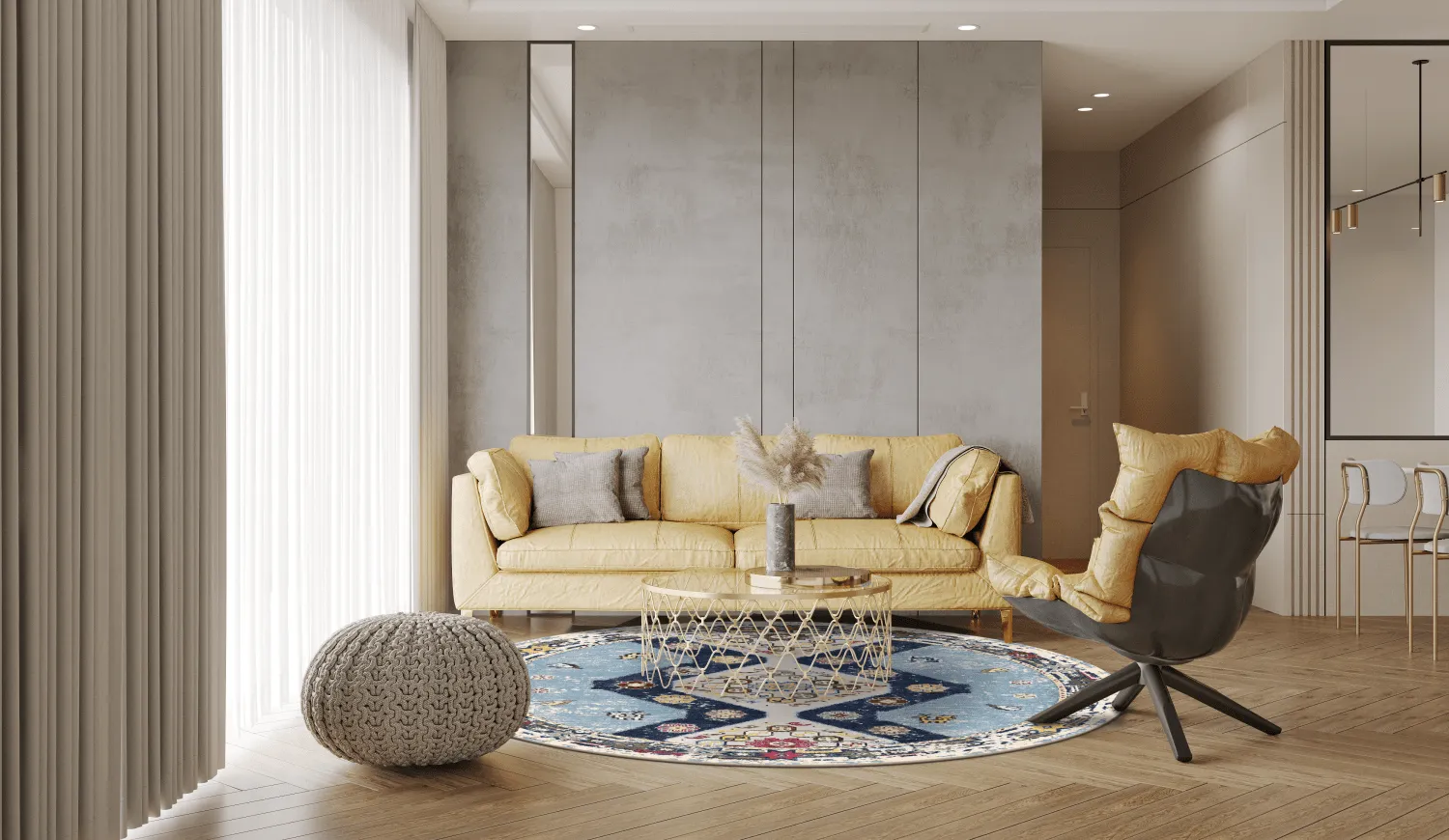 Kerek szőnyeg - Mazzarino (kék/többszínű)