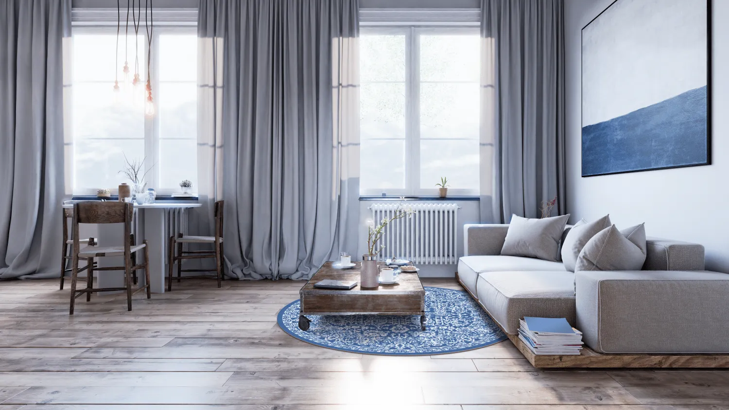 Kerek szőnyeg - Menfi (kék)