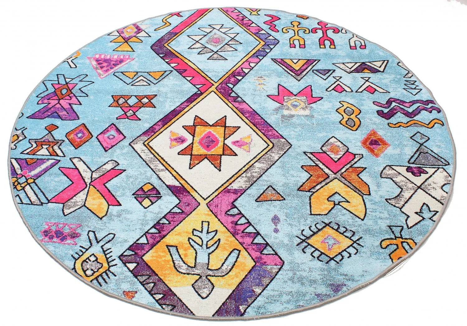 Kerek szőnyeg - Misare (kék/többszínű)