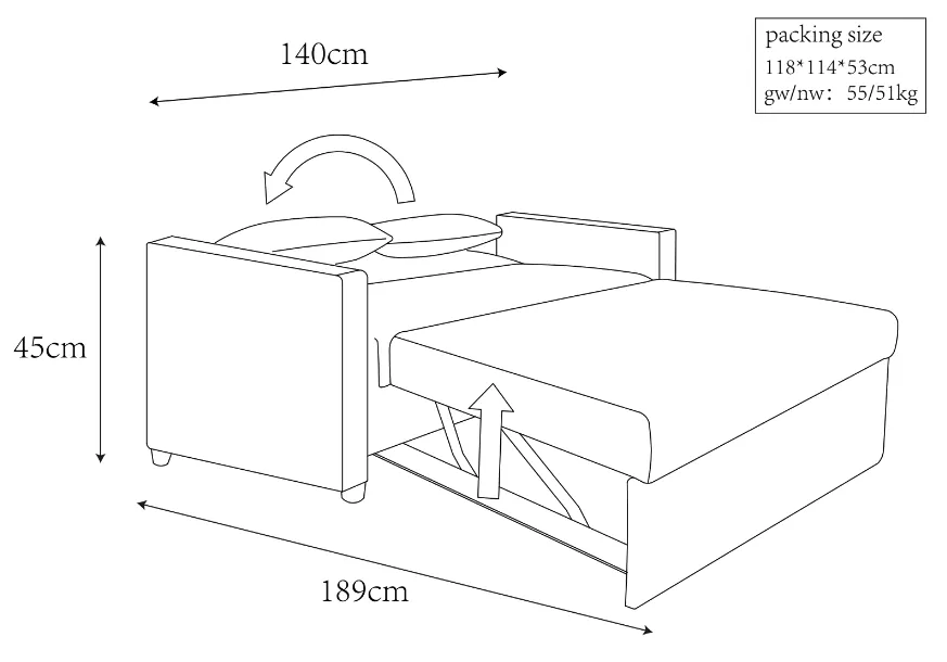 Kihúzható fotel - San Francisco (bézs)