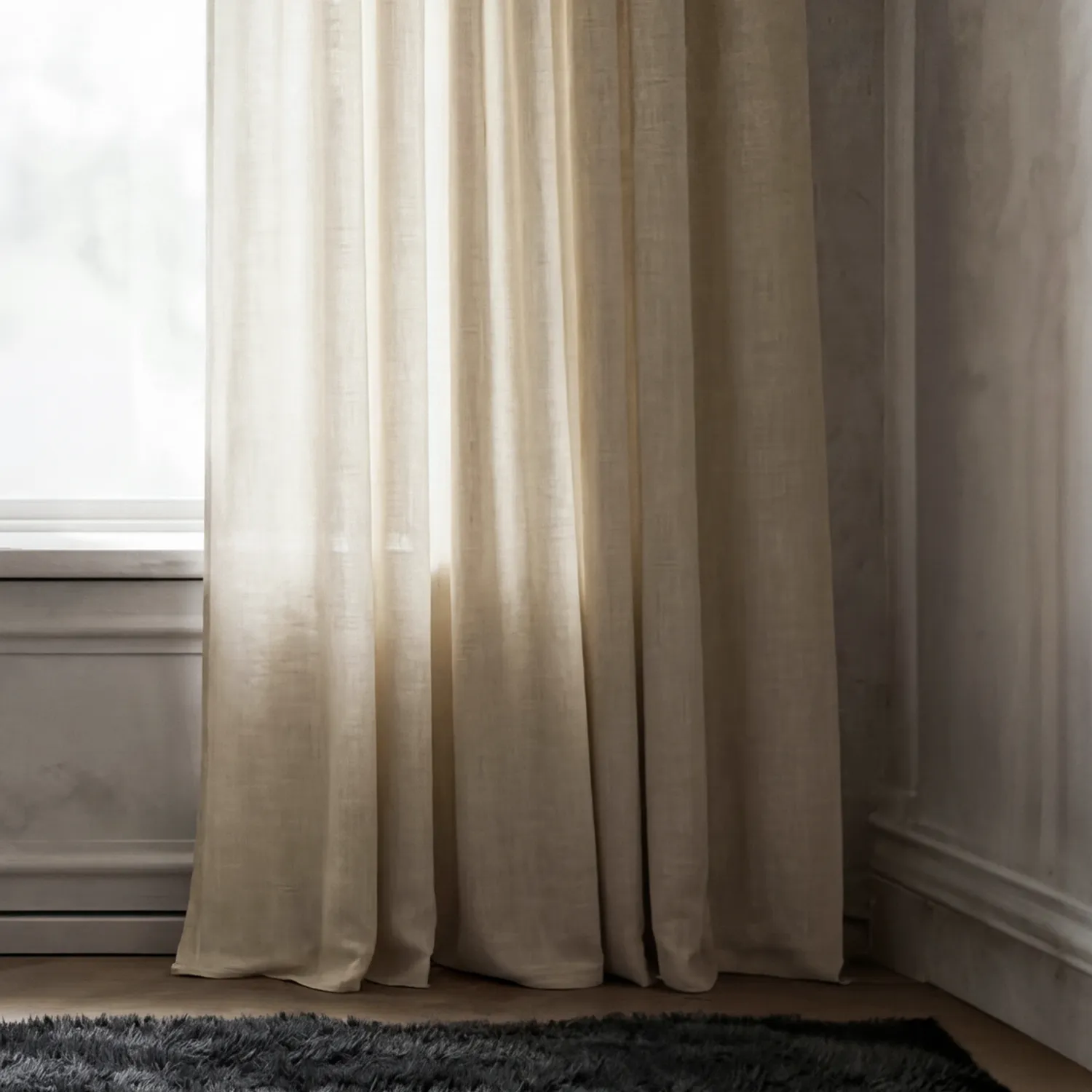Függöny 2 db-os csomag - Len függöny Noemi (bézs)