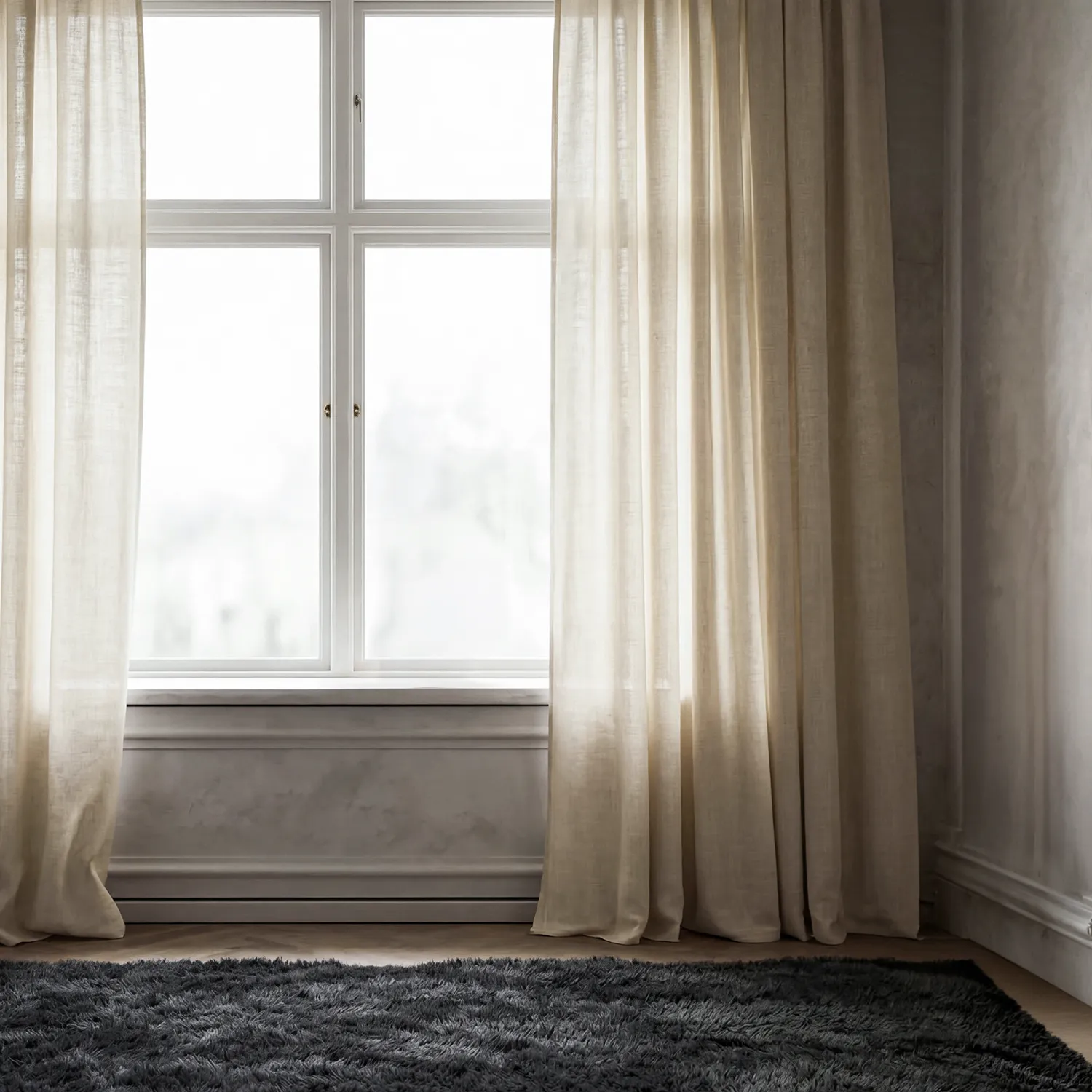 Függöny 2 db-os csomag - Len függöny Noemi (bézs)