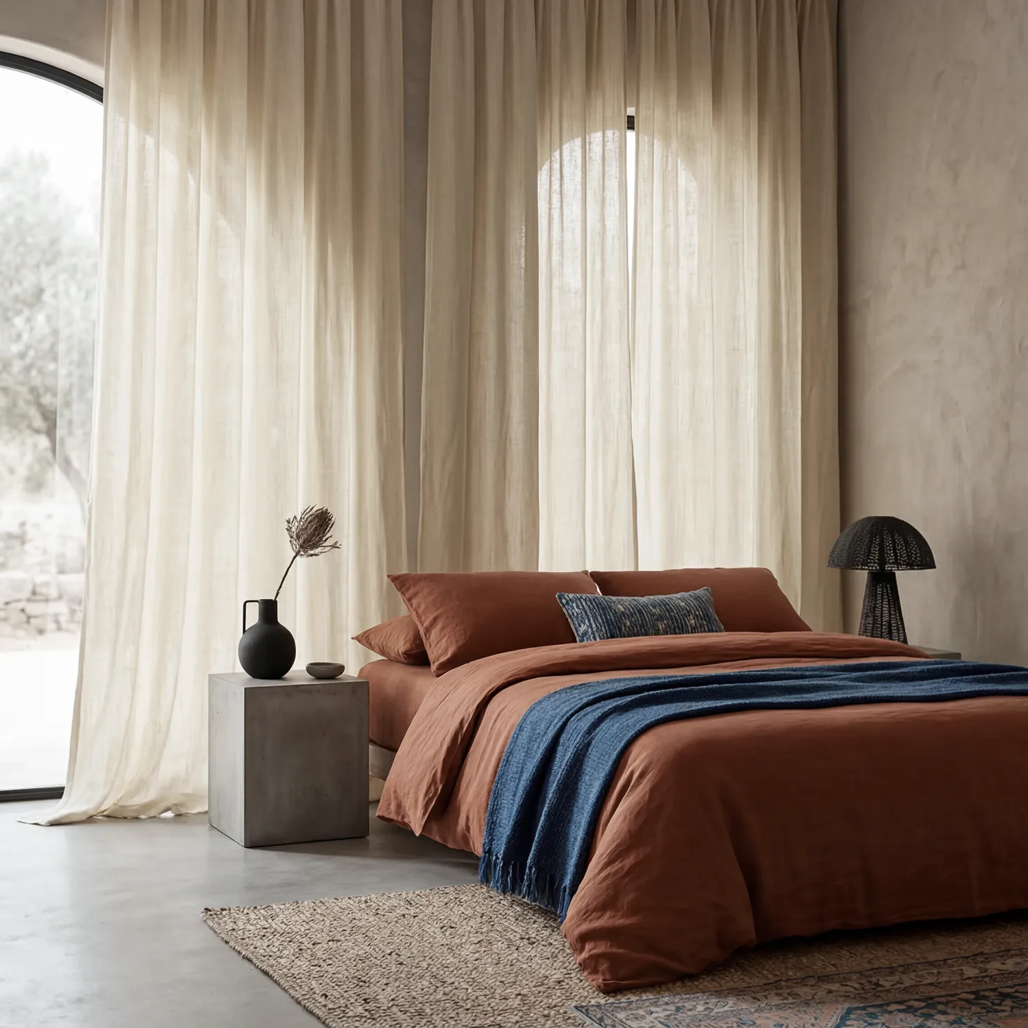 Függöny 2 db-os csomag - Len függöny Noemi (bézs)