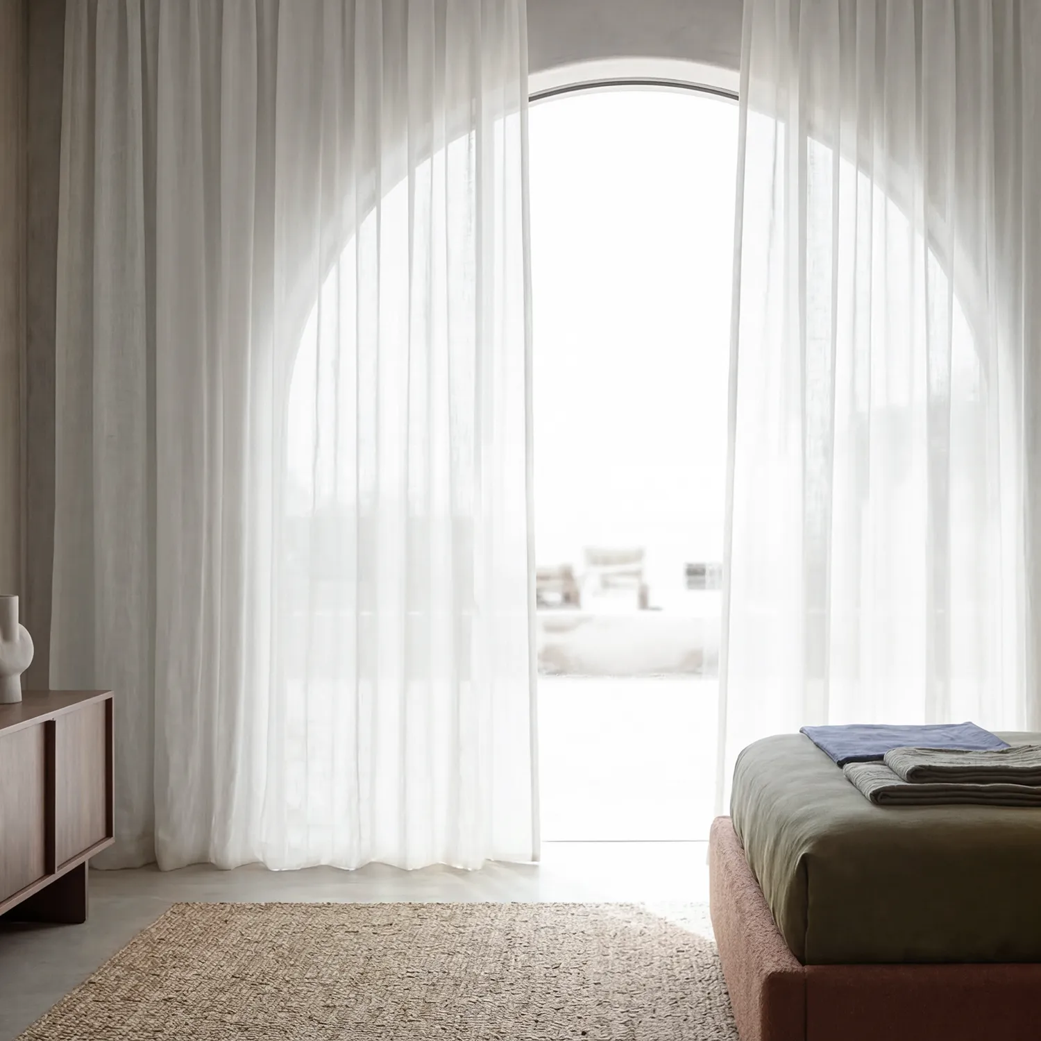 Függöny 2 db-os csomag - Len függöny Noemi (fehér)