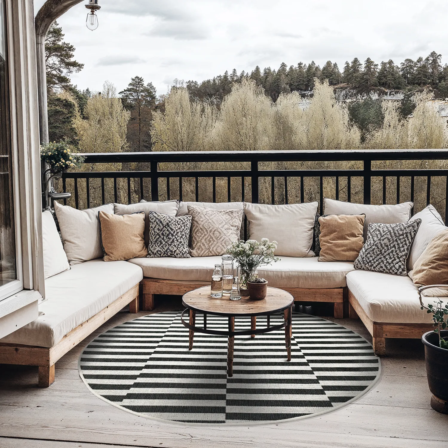 Kerek szőnyeg - Indoor/Outdoor Otto (fekete)