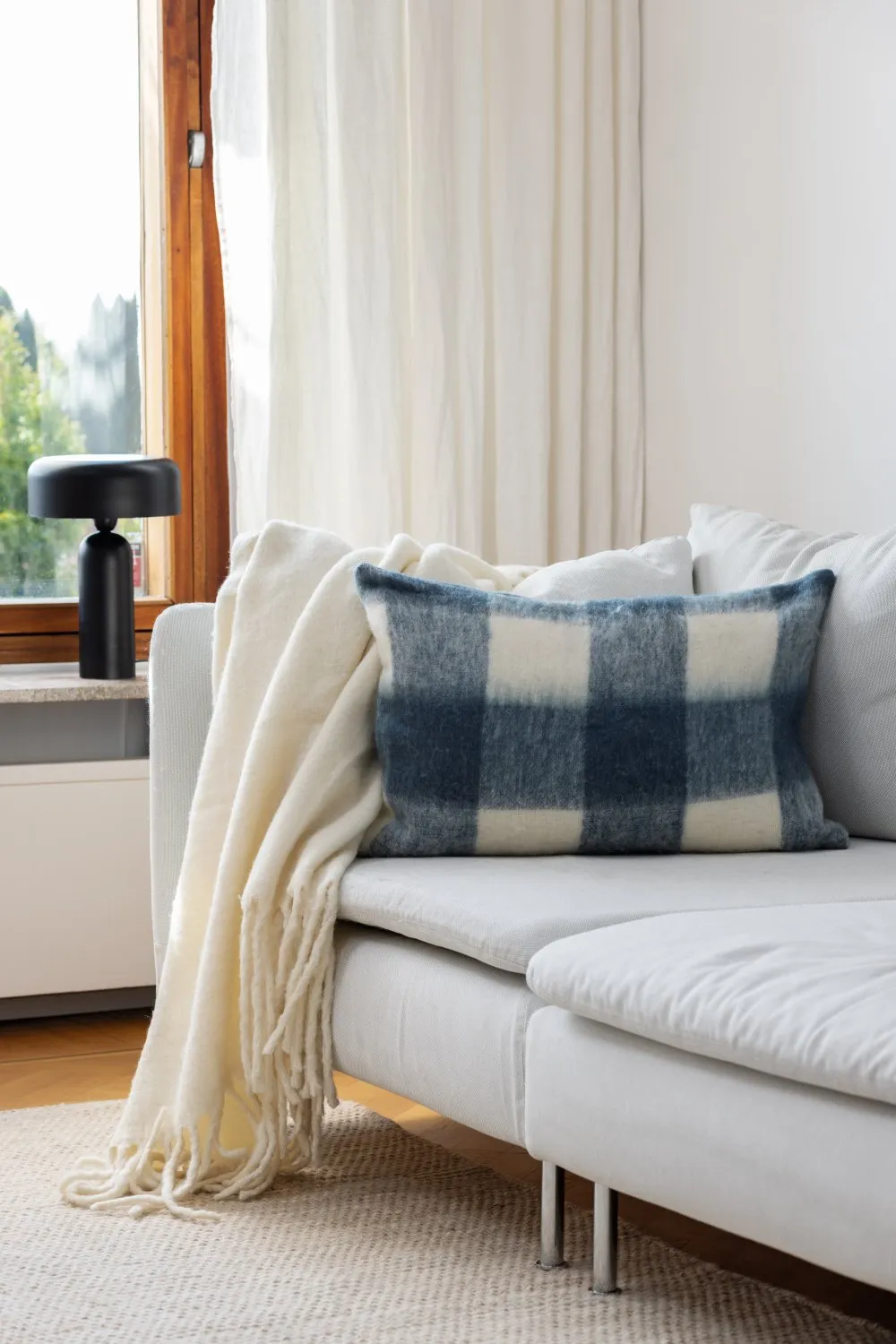 Gyapjúkeverék párnahuzat - Phoebe (kék)