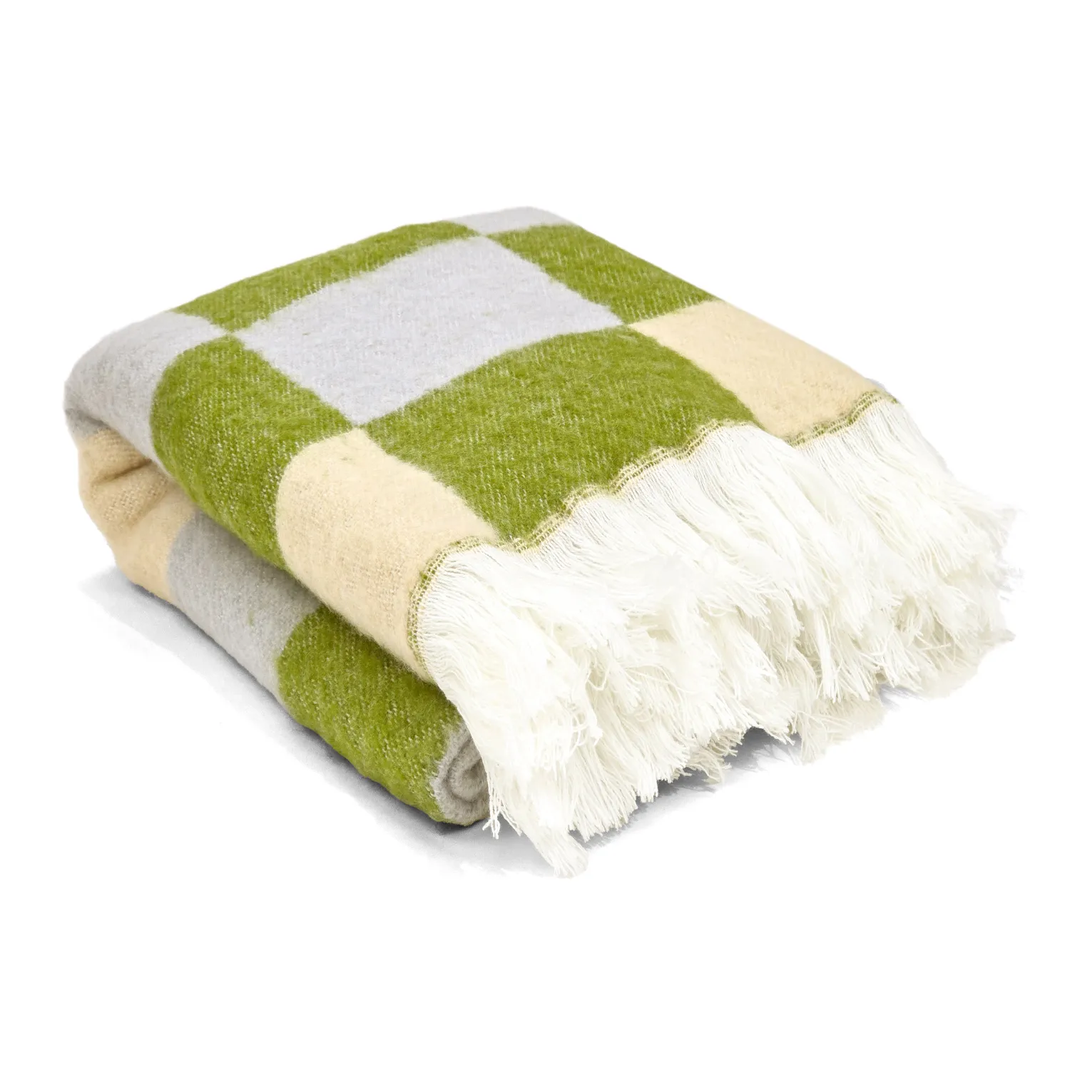 Takarók - Gyapjúkeverék pléd - Audrey Check (bézs/zöld/lila)