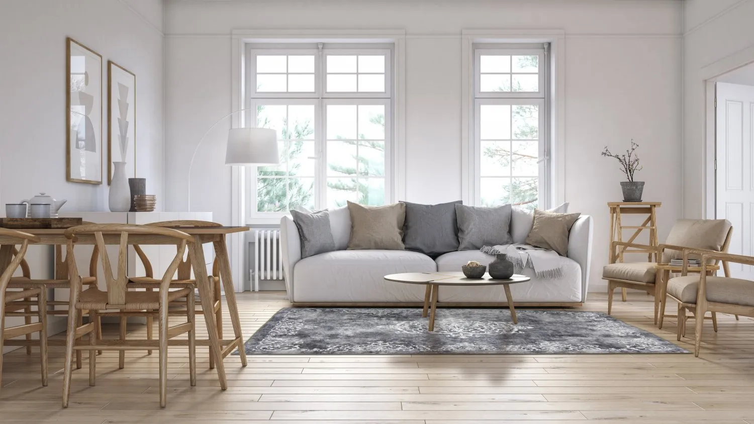 Wilton szőnyeg - Santi (sötétszürke/fehér)