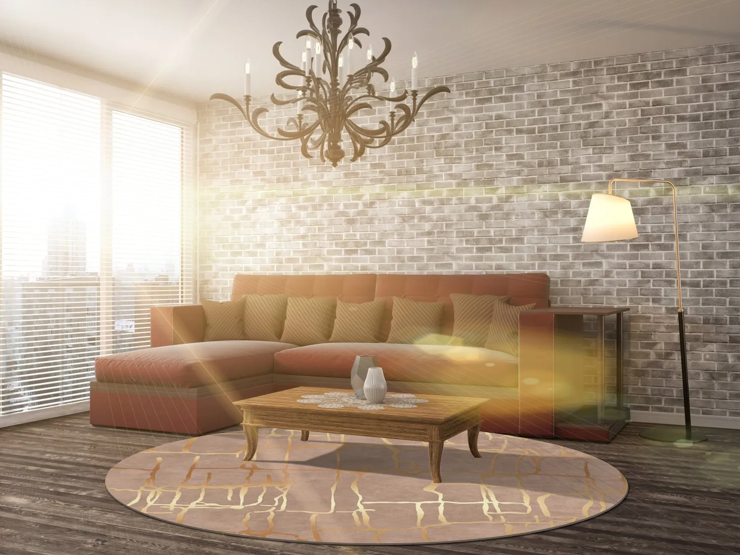 Kerek szőnyeg - Lorenzo (barna/arany)