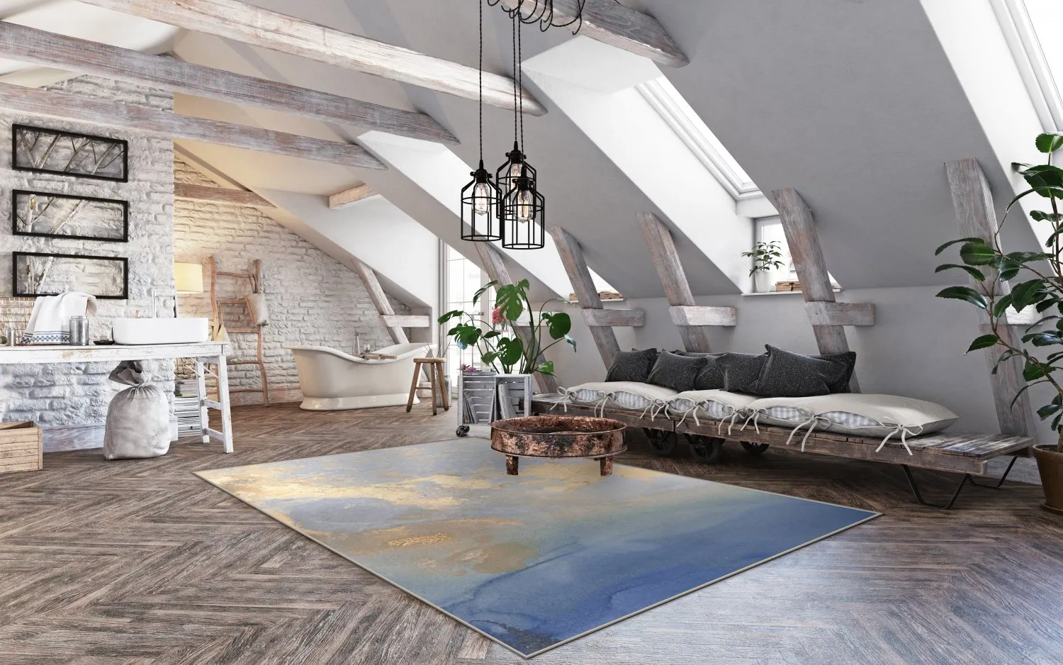 Wilton szőnyeg - Lesley (kék/arany)