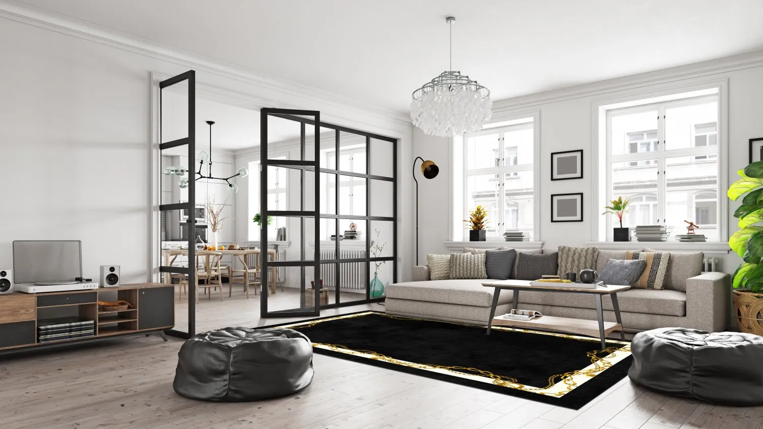 Wilton szőnyeg - Vilia (fekete/fehér/arany)