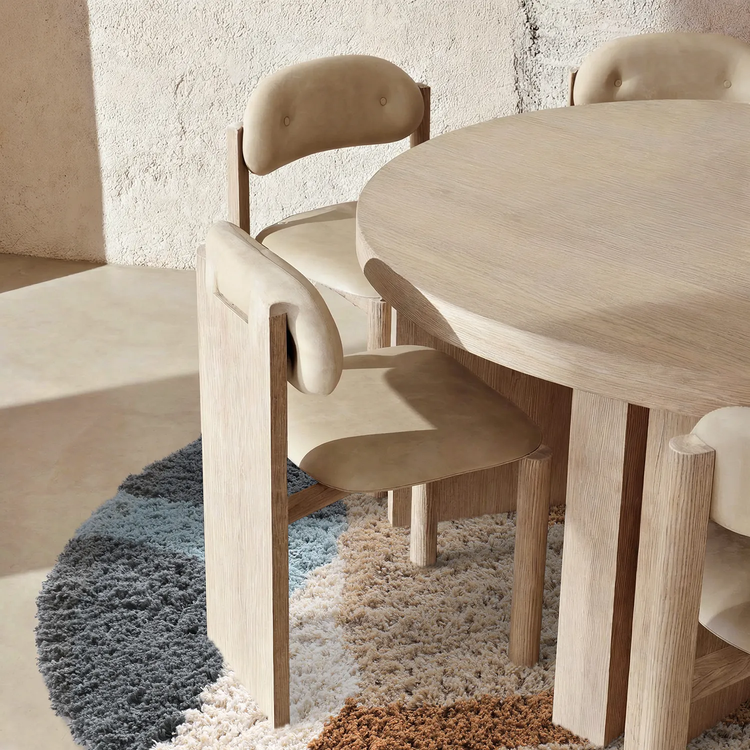 Kerek szőnyeg - Cefalu Natural Cotton Shaggy (multi)