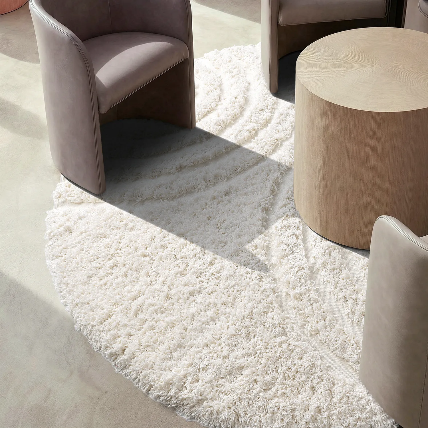 Kerek szőnyeg - Lindos Natural Cotton Shaggy (fehér)