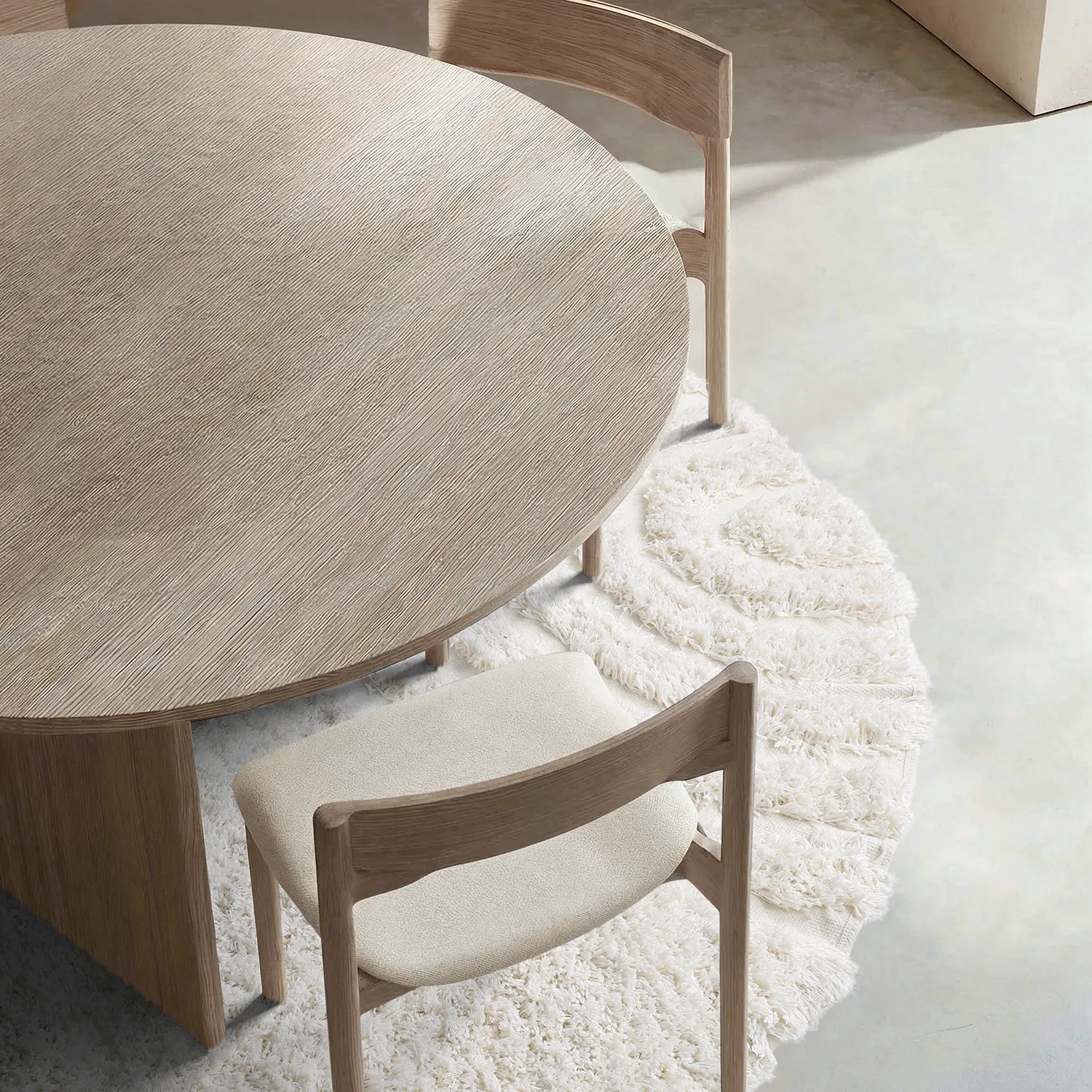 Kerek szőnyeg - Lindos Natural Cotton Shaggy (fehér)