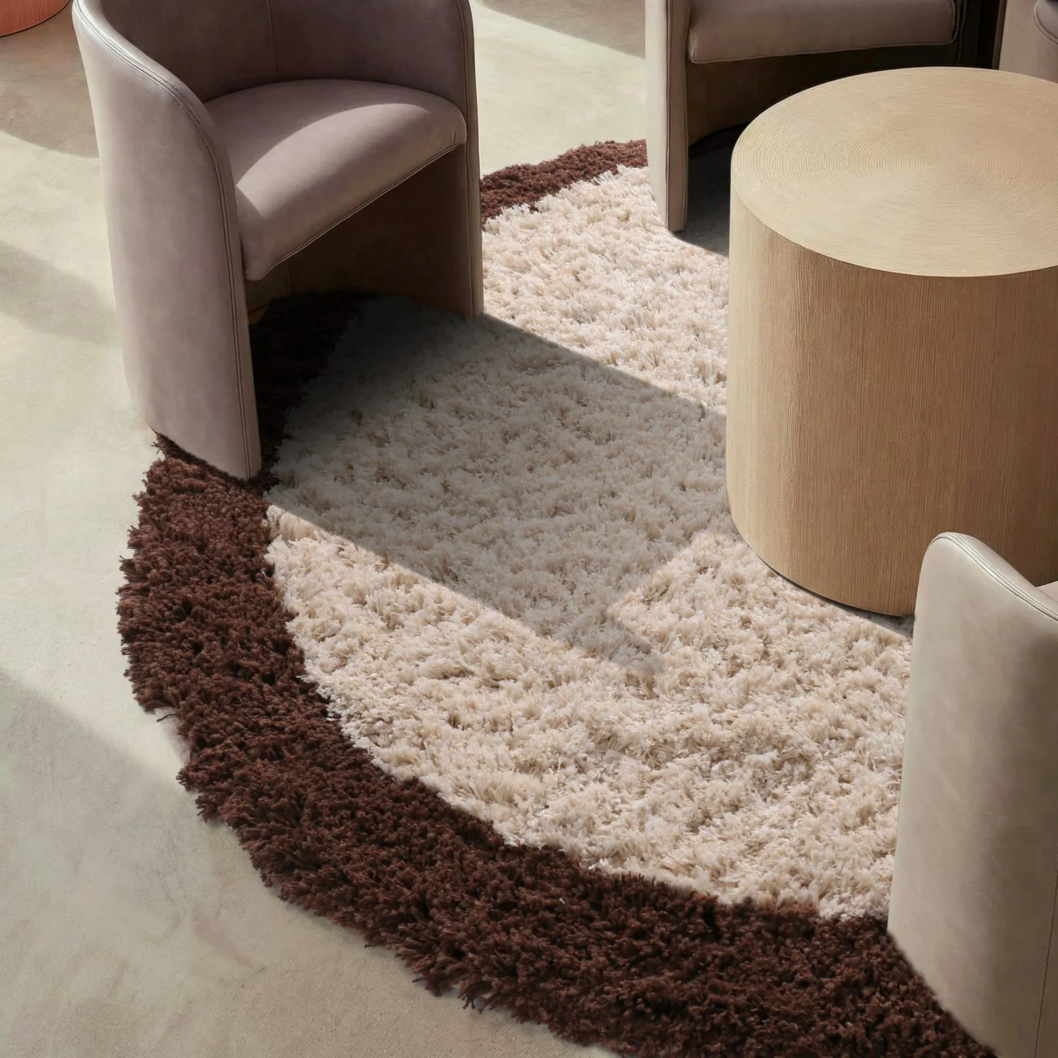 Kerek szőnyeg - Sagres Natural Cotton Shaggy (törtfehér/barna)