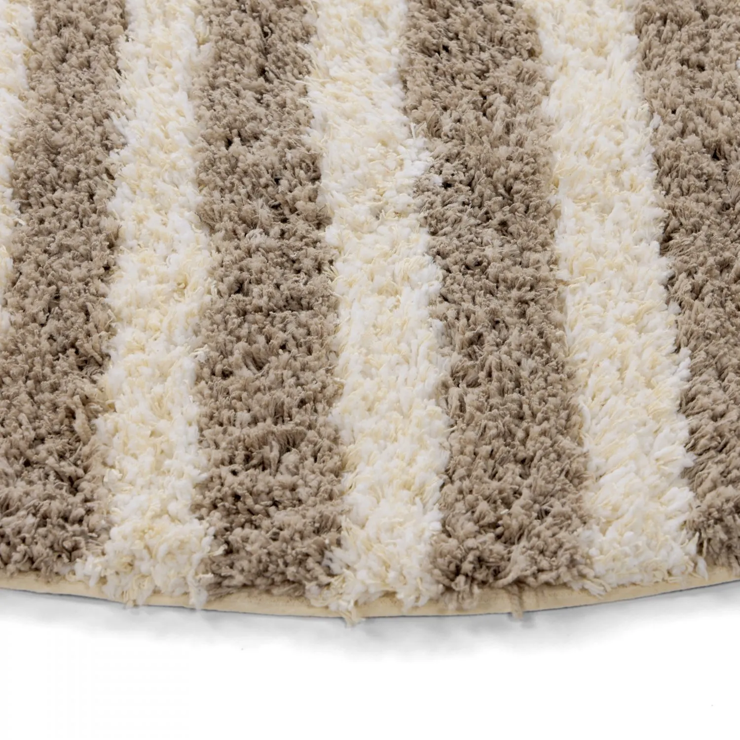 Kerek szőnyeg - Thira Stripe Cotton Shaggy (krém/taupe)