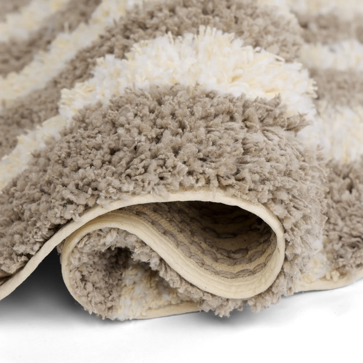 Kerek szőnyeg - Thira Stripe Cotton Shaggy (krém/taupe)