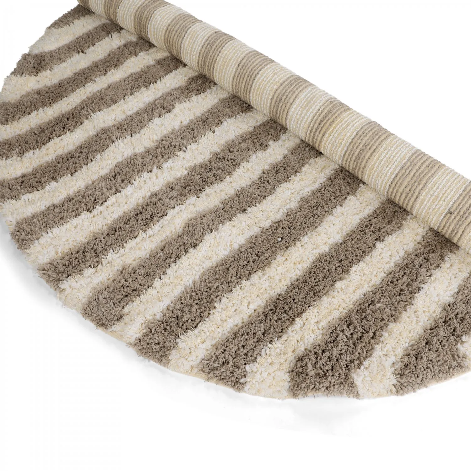 Kerek szőnyeg - Thira Stripe Cotton Shaggy (krém/taupe)