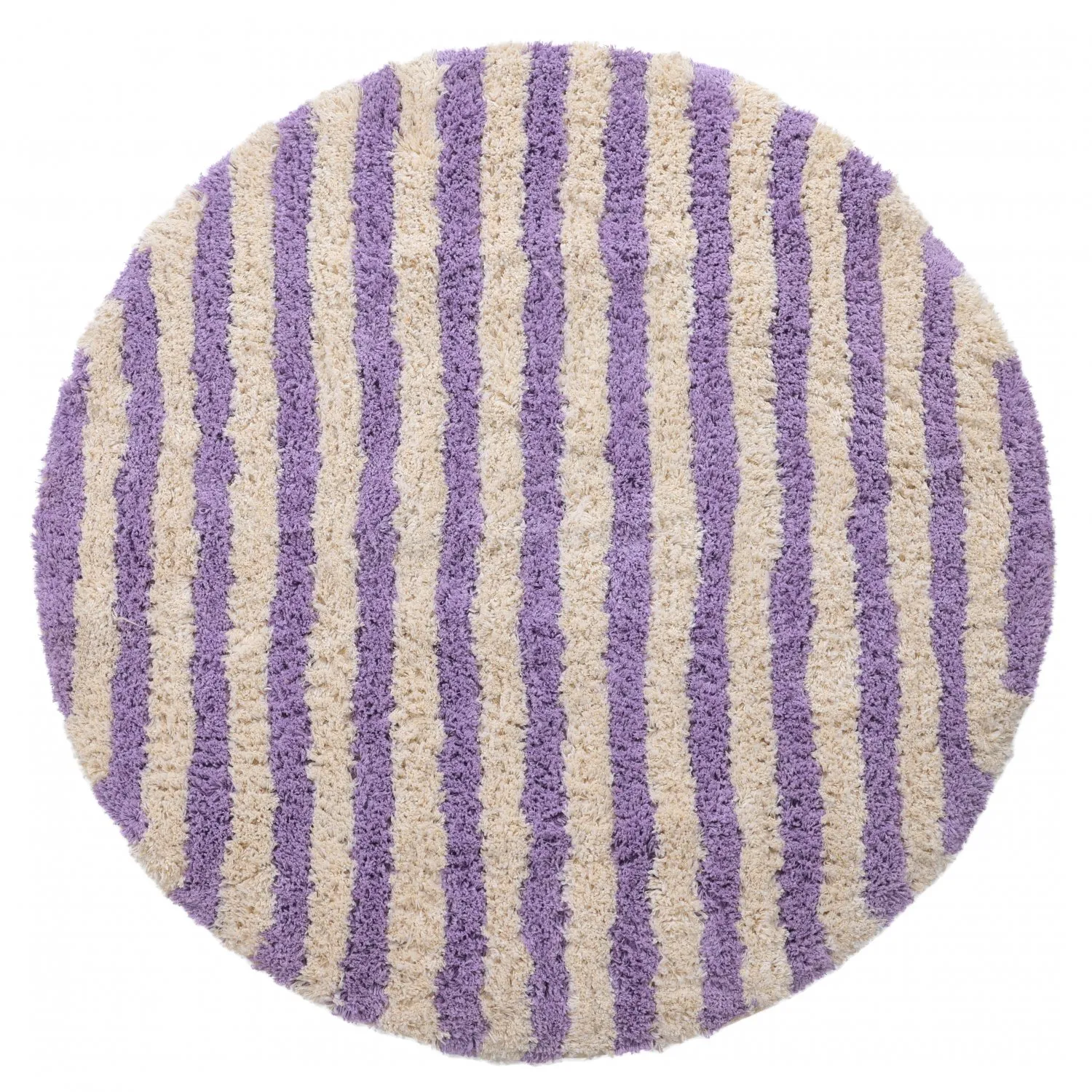 Kerek szőnyeg - Thira Stripe Cotton Shaggy (krém/világos lila)