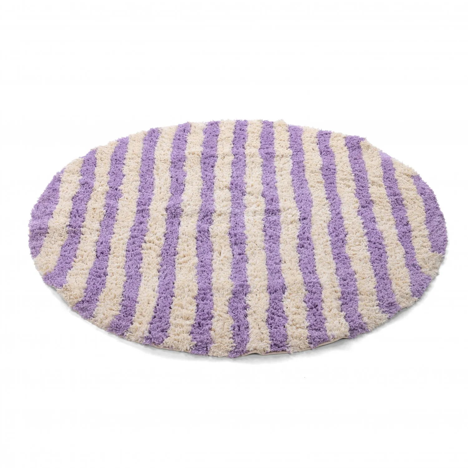 Kerek szőnyeg - Thira Stripe Cotton Shaggy (krém/világos lila)