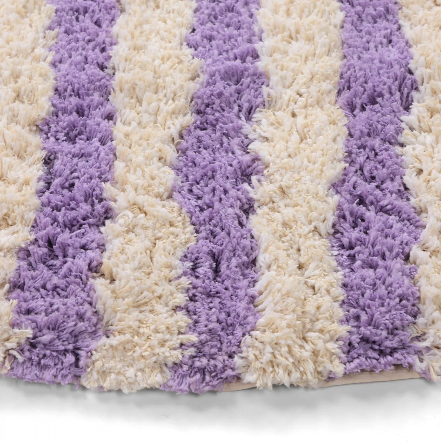 Kerek szőnyeg - Thira Stripe Cotton Shaggy (krém/világos lila)