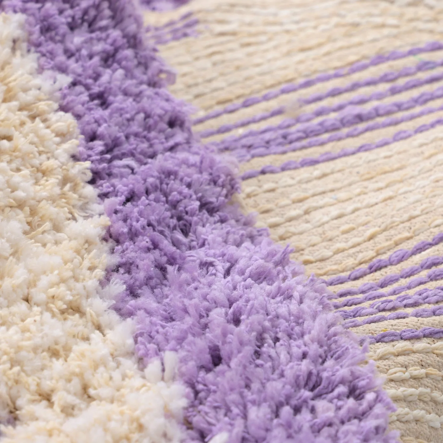 Kerek szőnyeg - Thira Stripe Cotton Shaggy (krém/világos lila)