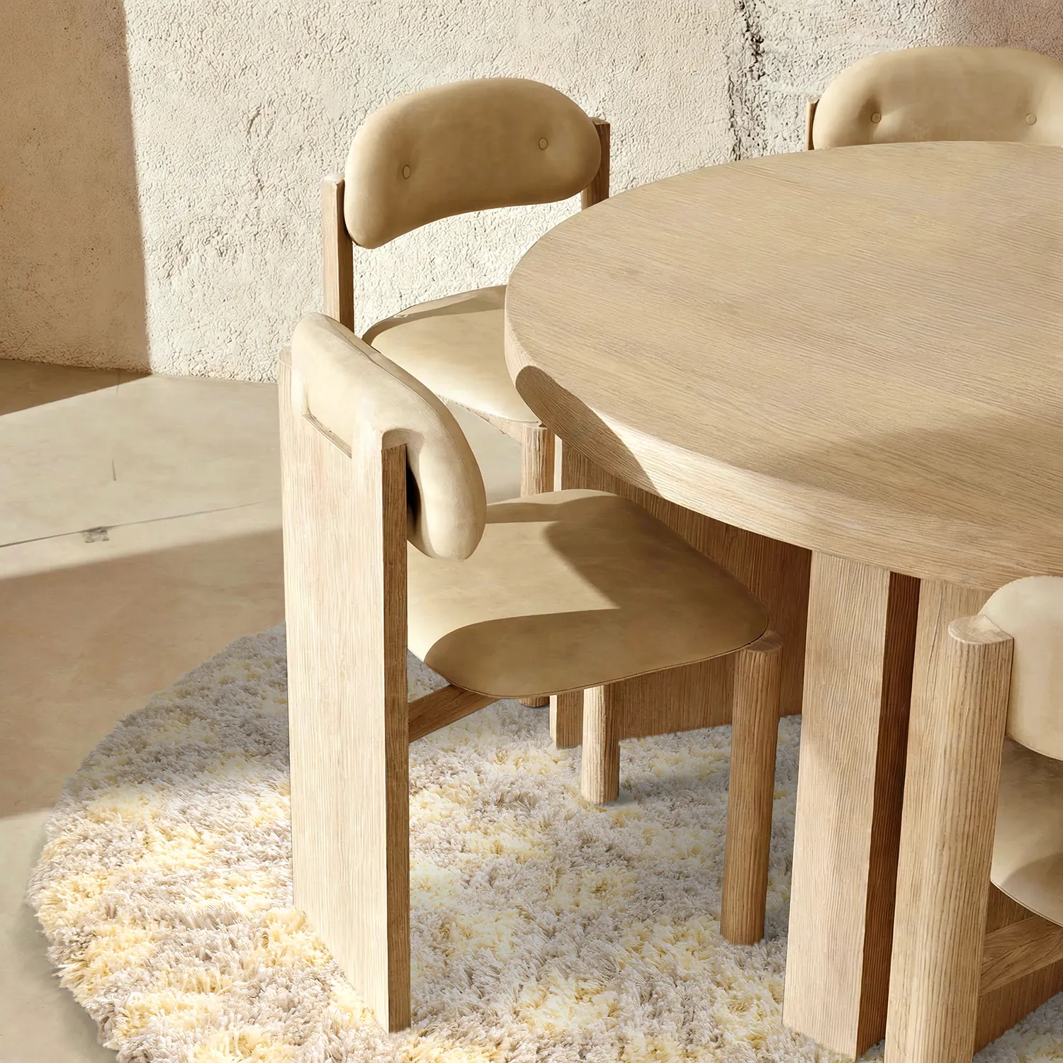 Kerek szőnyeg - Methoni Check Cotton Shaggy (krém/világossárga)