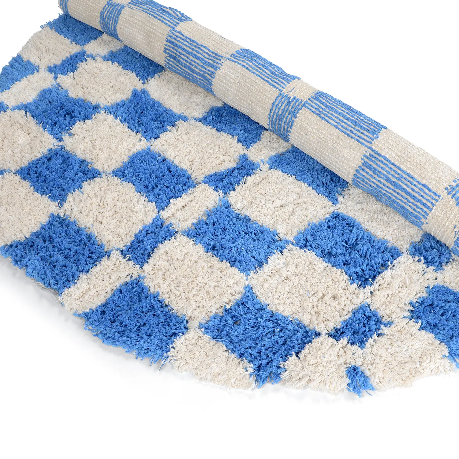 Kerek szőnyeg - Atrani Natural Cotton Shaggy (kék)