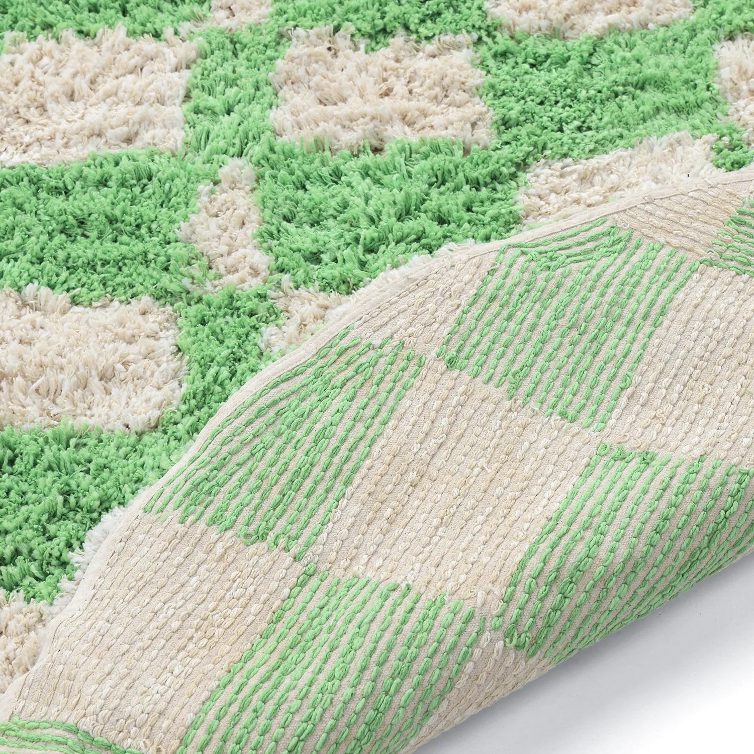 Kerek szőnyeg - Atrani Natural Cotton Shaggy (zöld)