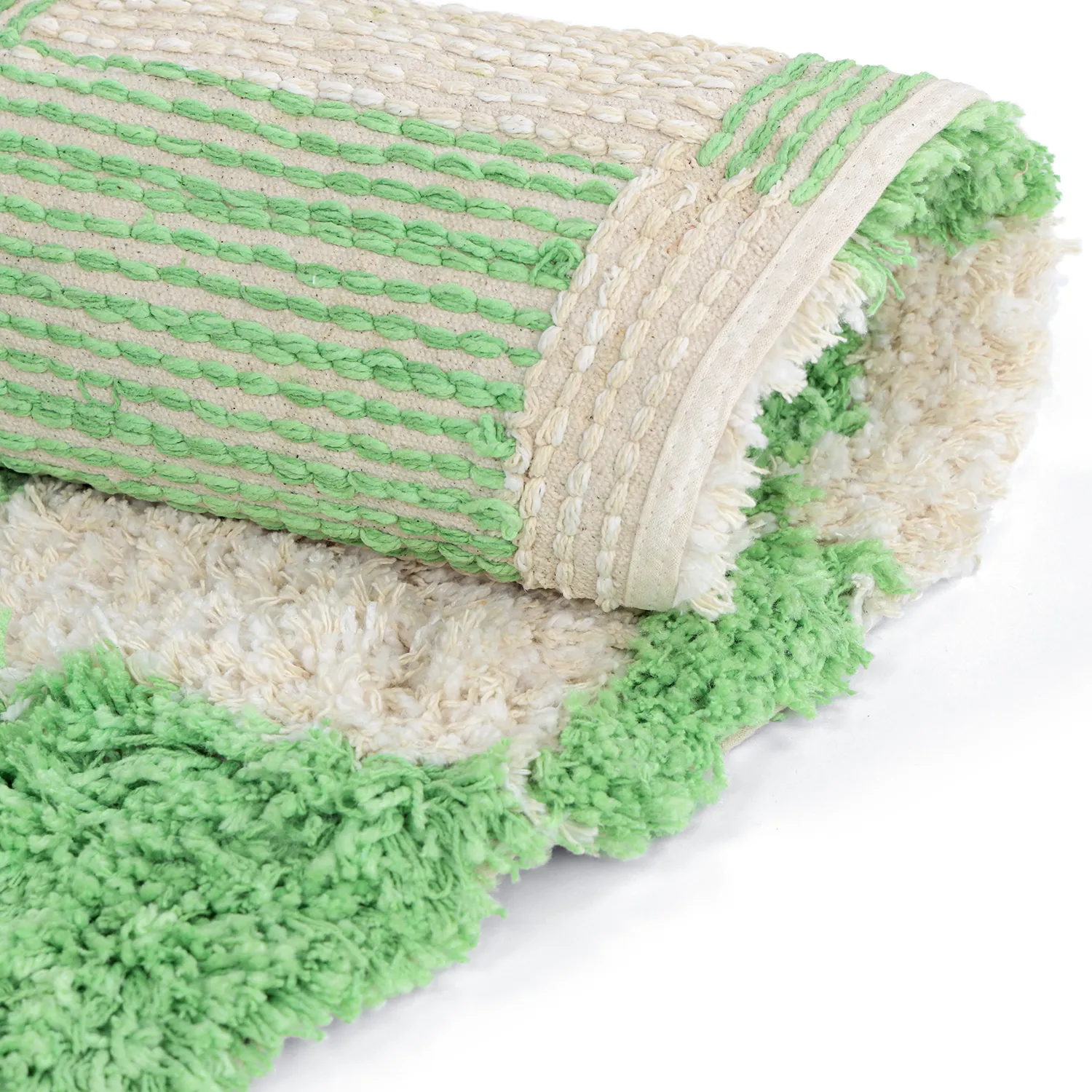 Kerek szőnyeg - Atrani Natural Cotton Shaggy (zöld)