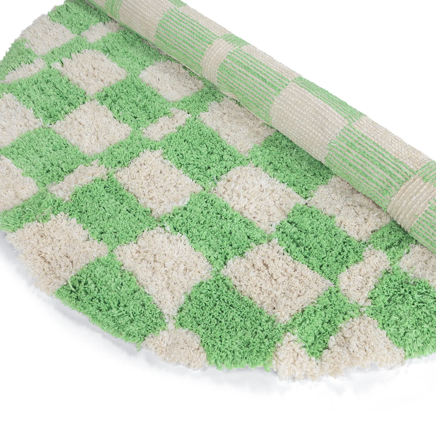 Kerek szőnyeg - Atrani Natural Cotton Shaggy (zöld)