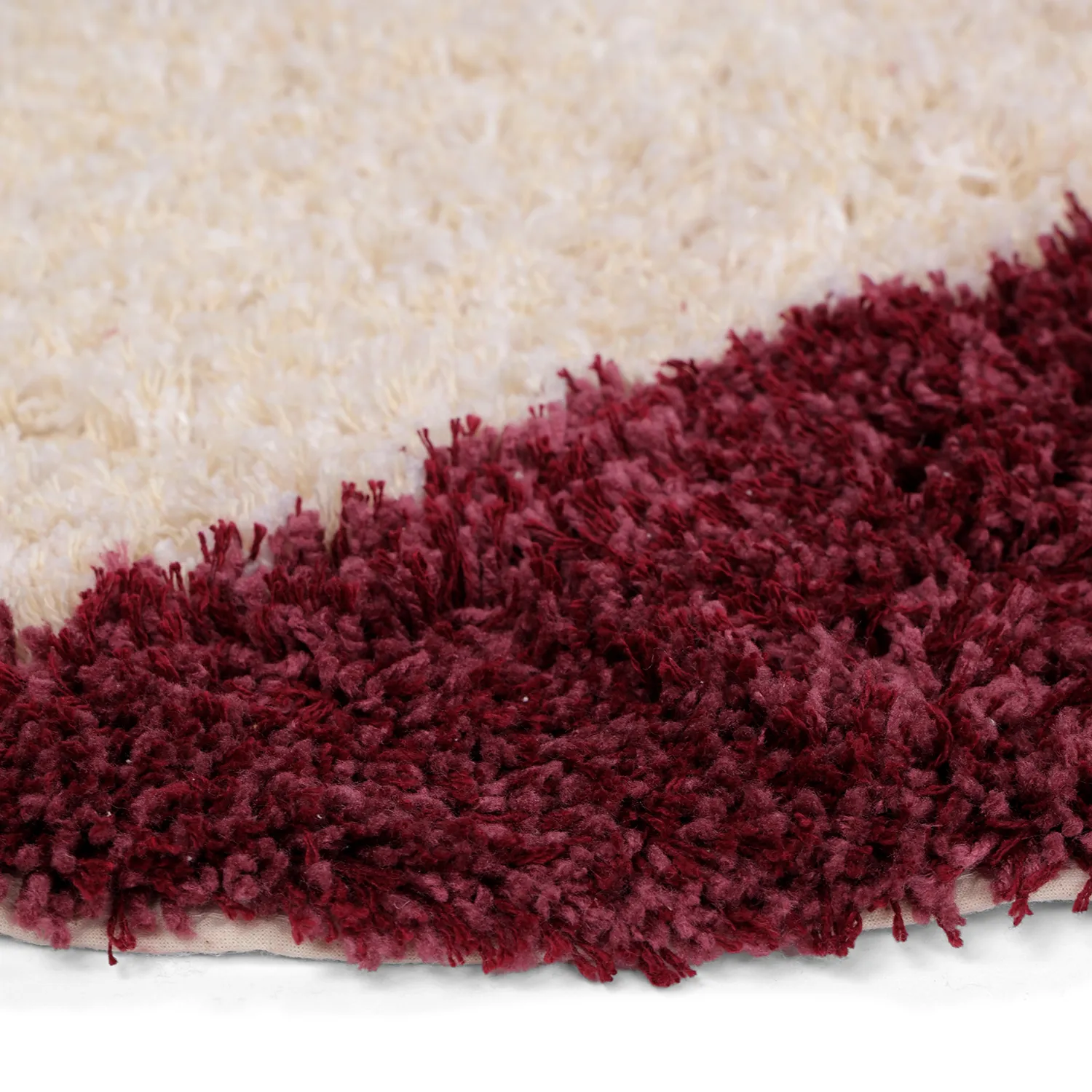 Kerek szőnyeg - Begur Natural Cotton Shaggy (törtfehér/bordó)