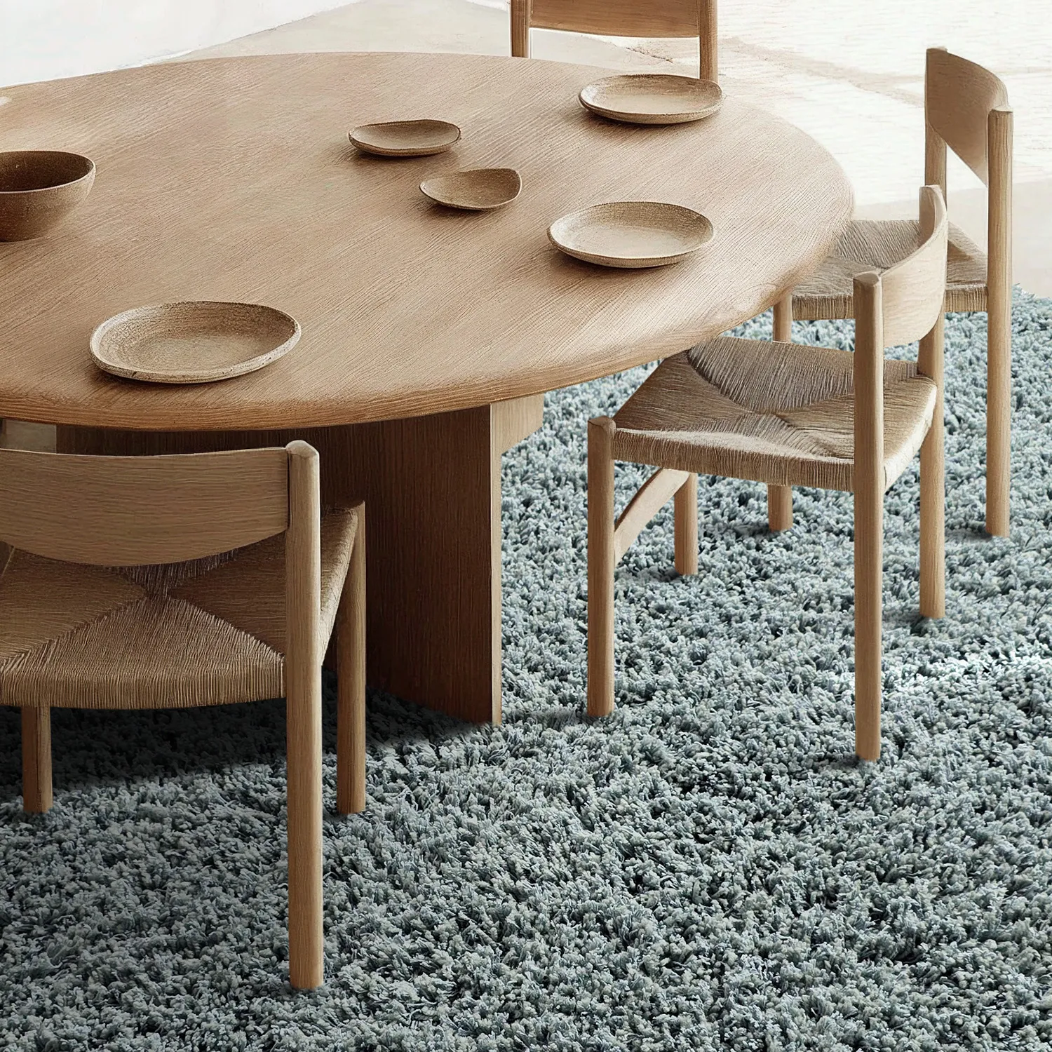 Kerek szőnyeg - Combarro Solid Cotton Shaggy (világoskék)