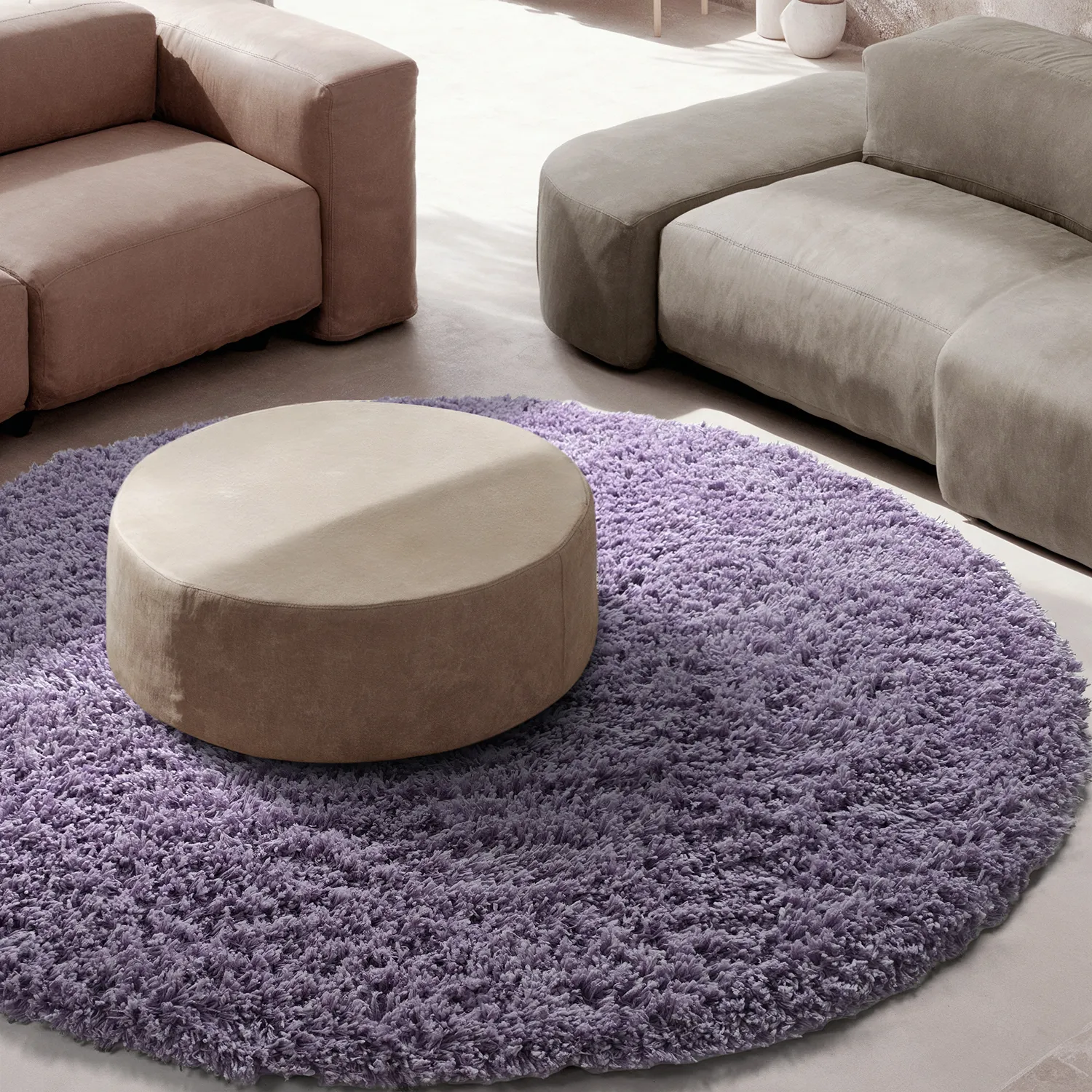 Kerek szőnyeg - Combarro Solid Cotton Shaggy (világos lila)