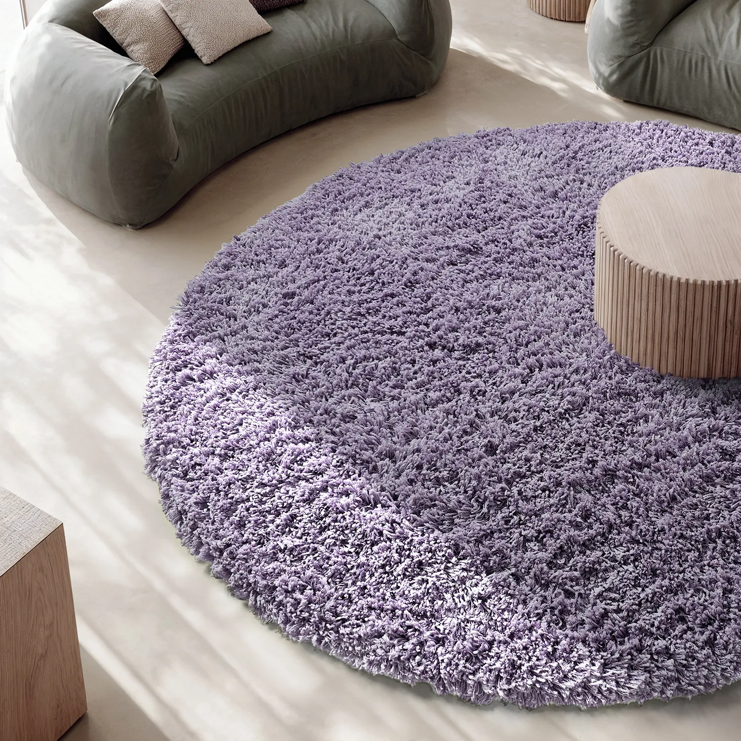 Kerek szőnyeg - Combarro Solid Cotton Shaggy (világos lila)