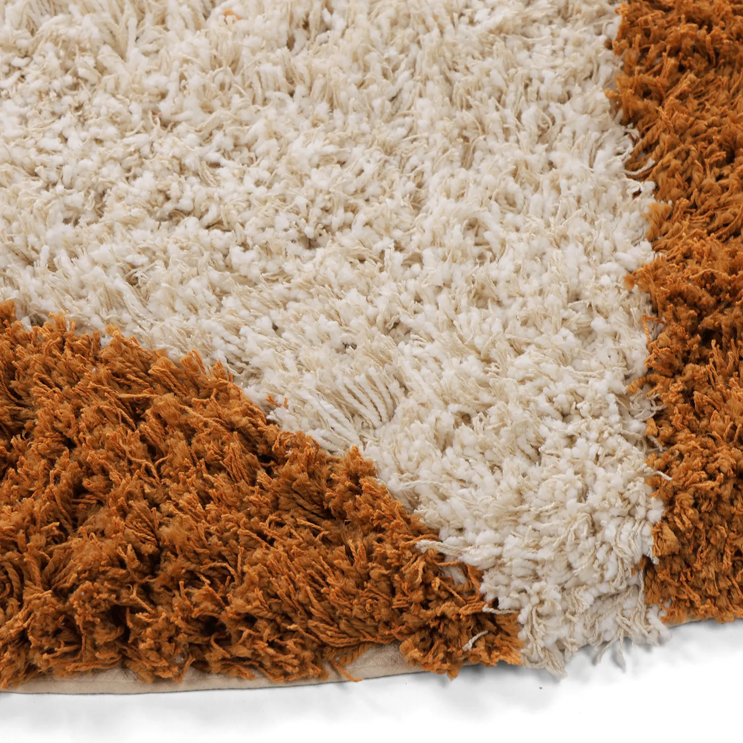 Kerek szőnyeg - Kalymnos Natural Cotton Shaggy (törtfehér/okkersárga)