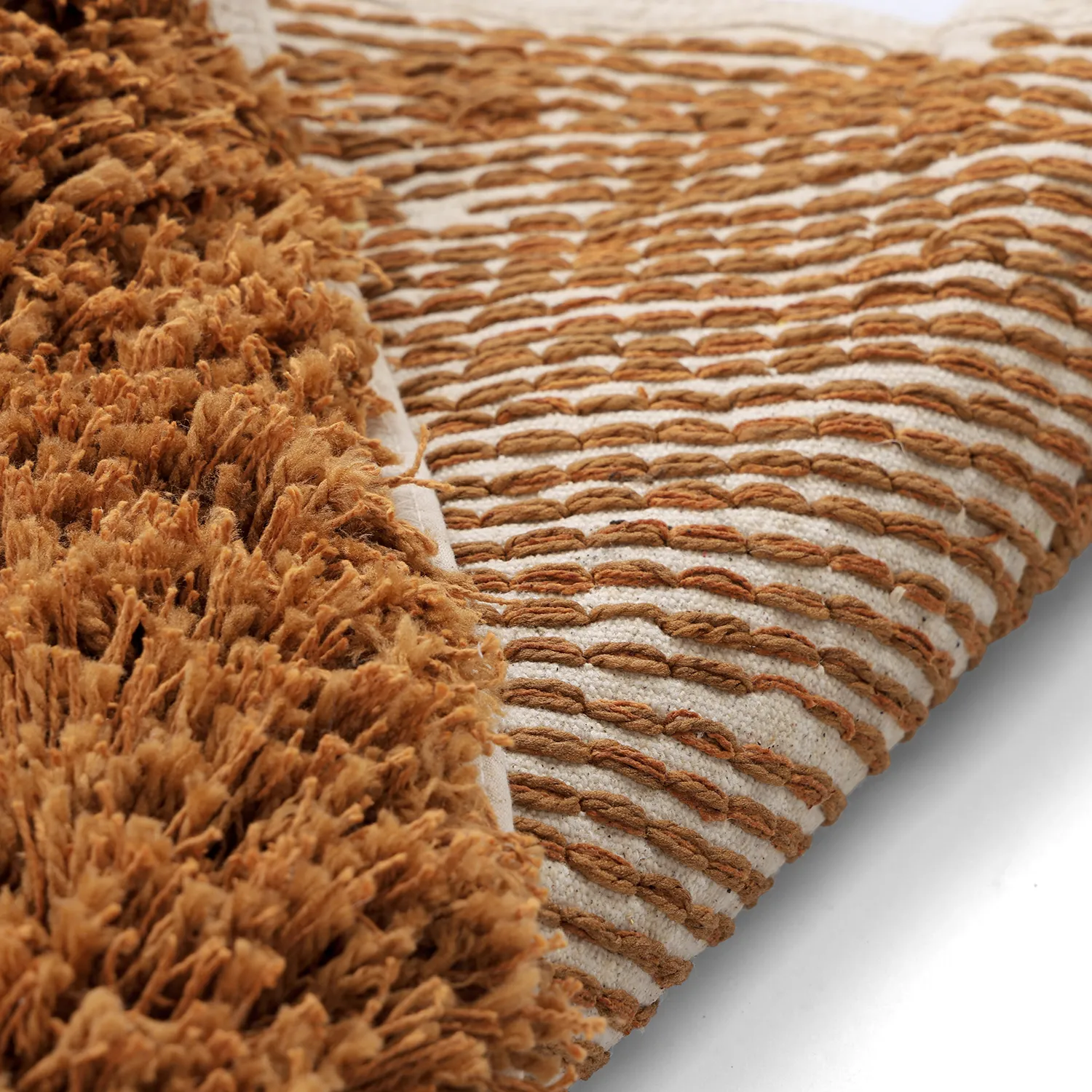 Kerek szőnyeg - Kalymnos Natural Cotton Shaggy (törtfehér/okkersárga)