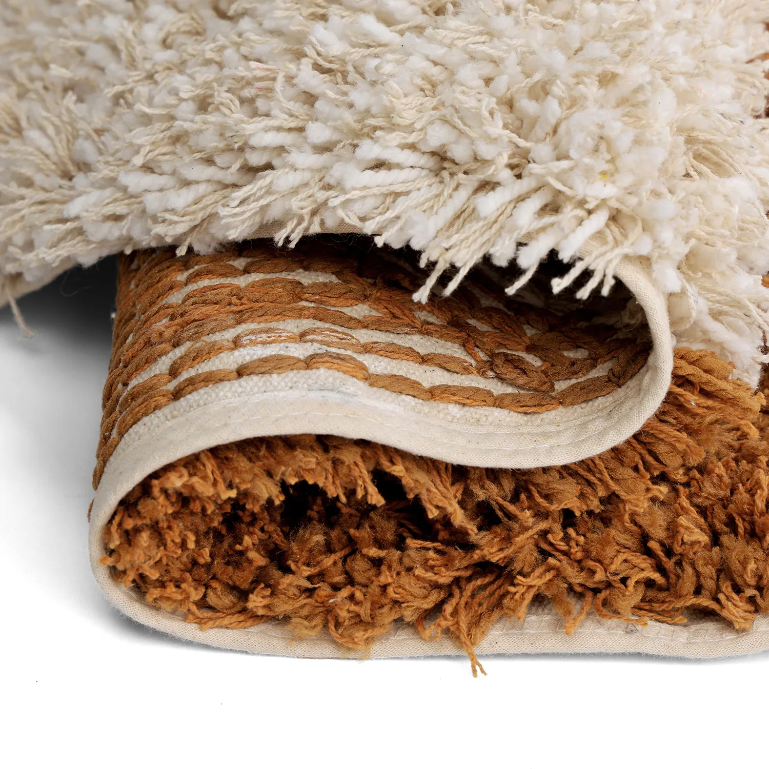 Kerek szőnyeg - Kalymnos Natural Cotton Shaggy (törtfehér/okkersárga)