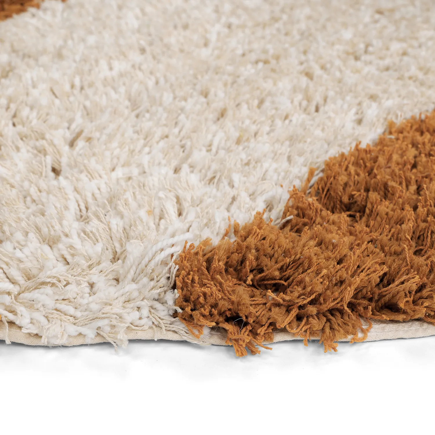 Kerek szőnyeg - Kalymnos Natural Cotton Shaggy (törtfehér/okkersárga)