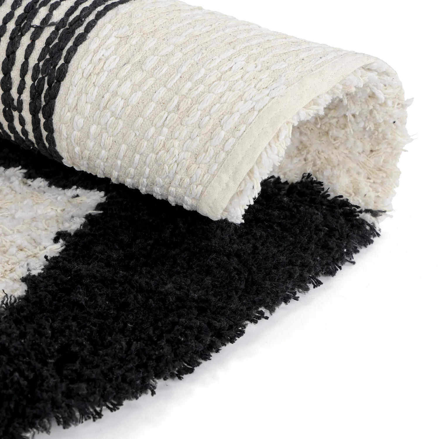 Kerek szőnyeg - Marvao Natural Cotton Shaggy (törtfehér/fekete)