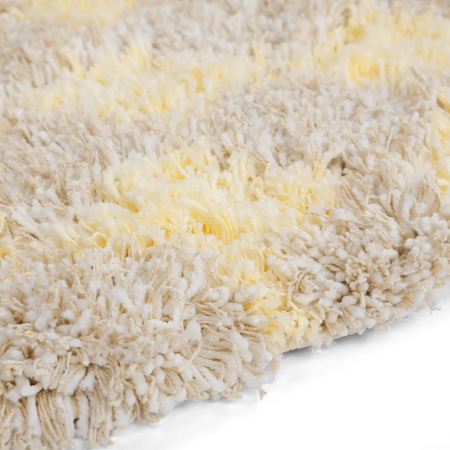 Kerek szőnyeg - Methoni Check Cotton Shaggy (krém/világossárga)