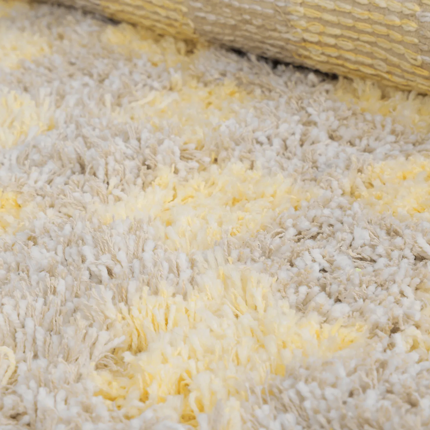 Kerek szőnyeg - Methoni Check Cotton Shaggy (krém/világossárga)