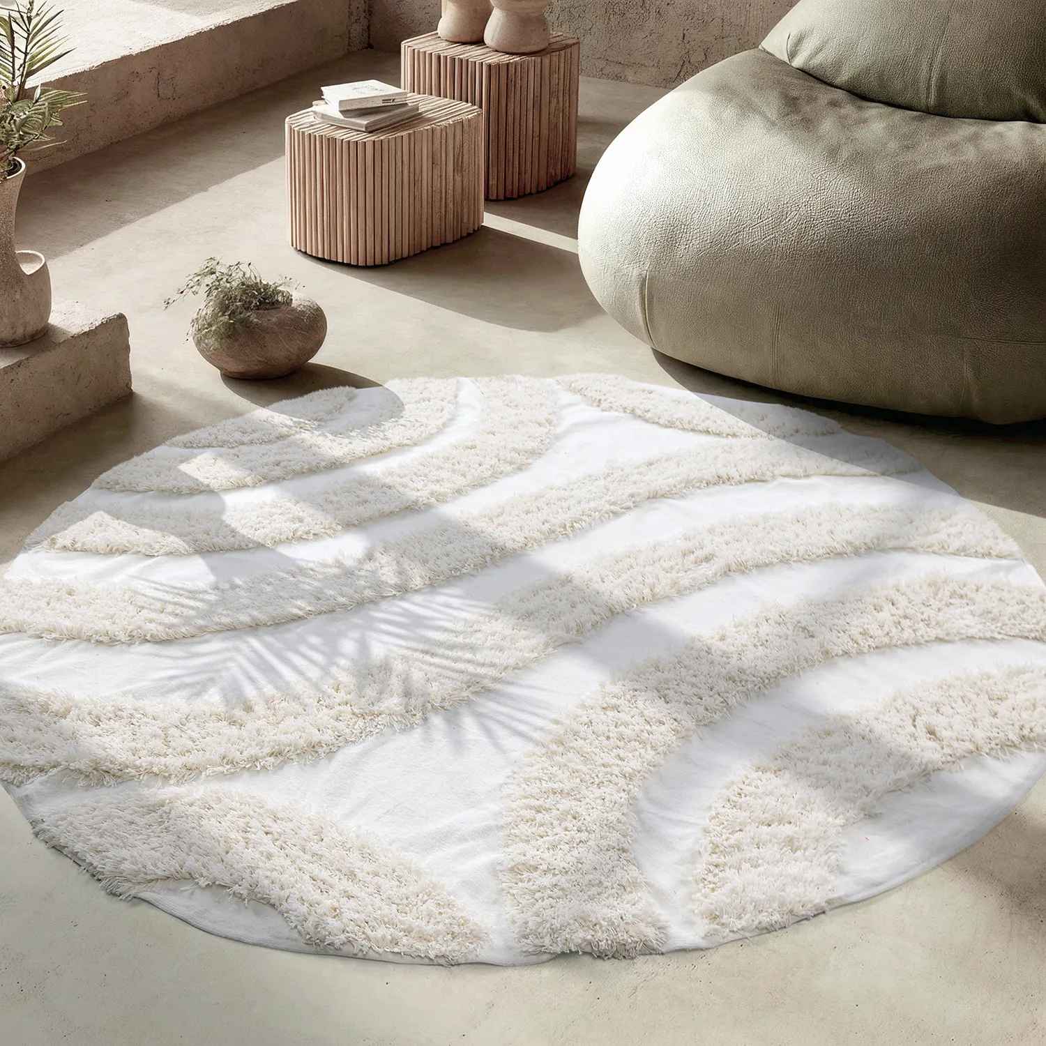 Kerek szőnyeg - Sivota Natural Cotton Shaggy (piszkosfehér)