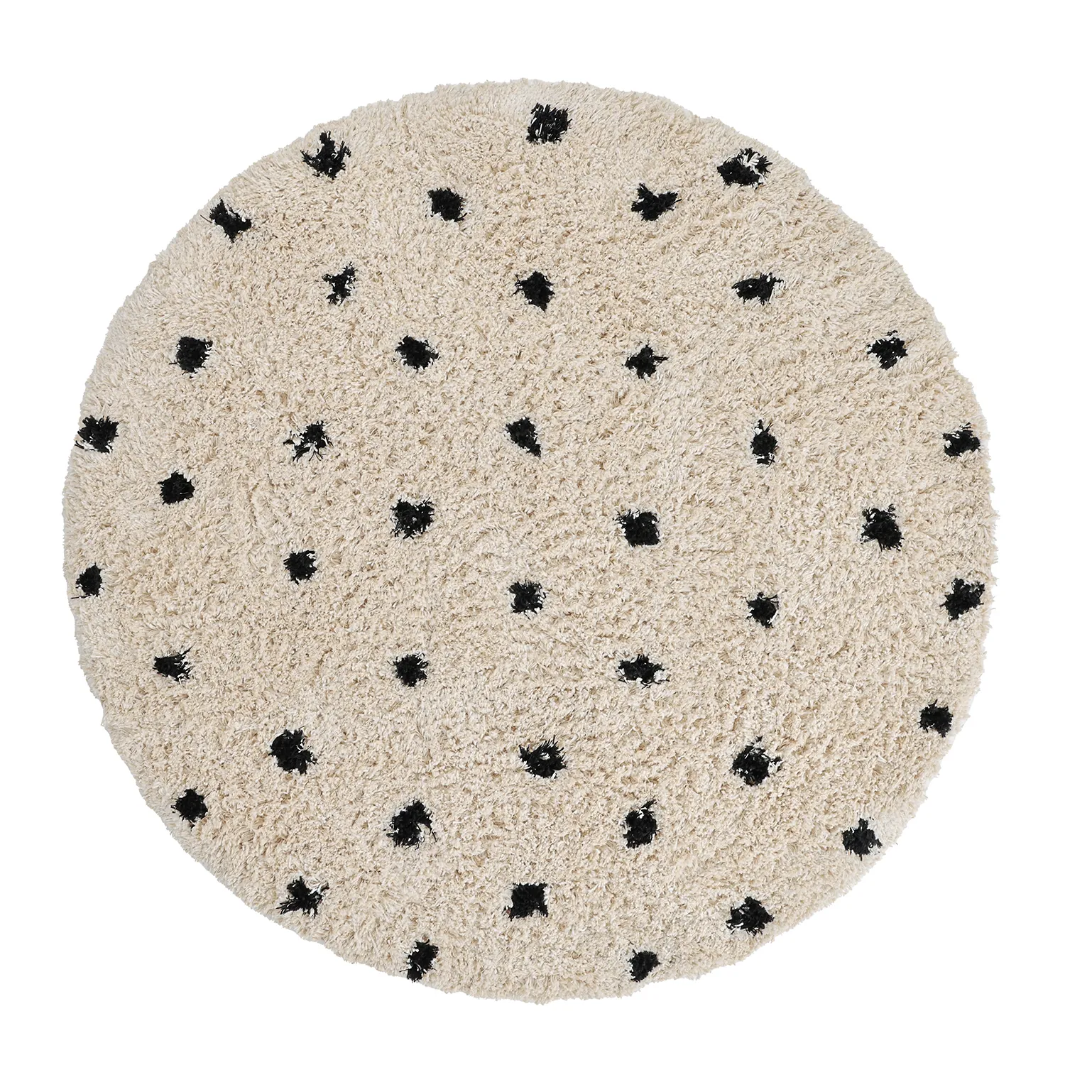 Kerek szőnyeg - Soria Natural Cotton Shaggy (törtfehér/fekete)