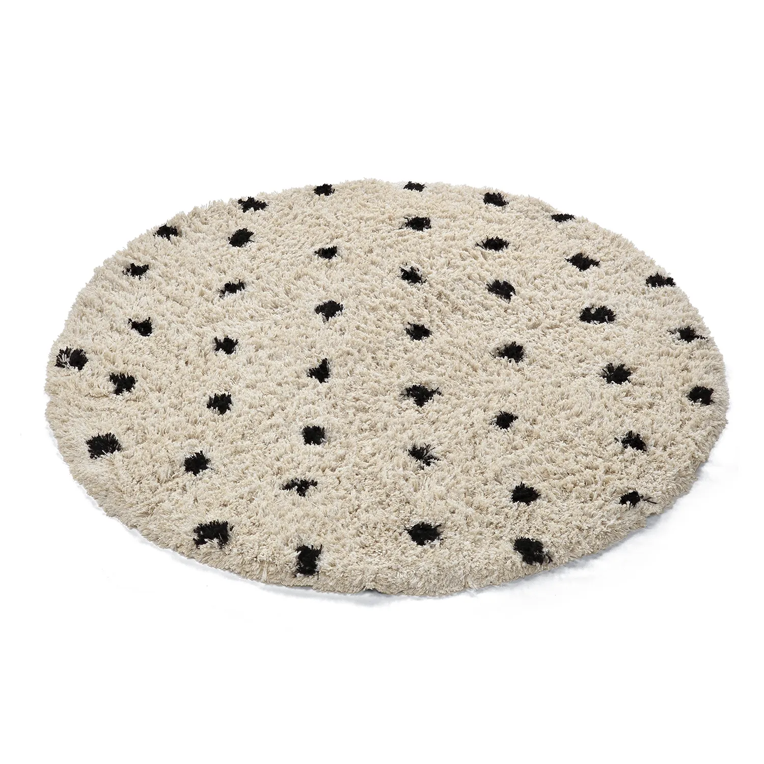 Kerek szőnyeg - Soria Natural Cotton Shaggy (törtfehér/fekete)