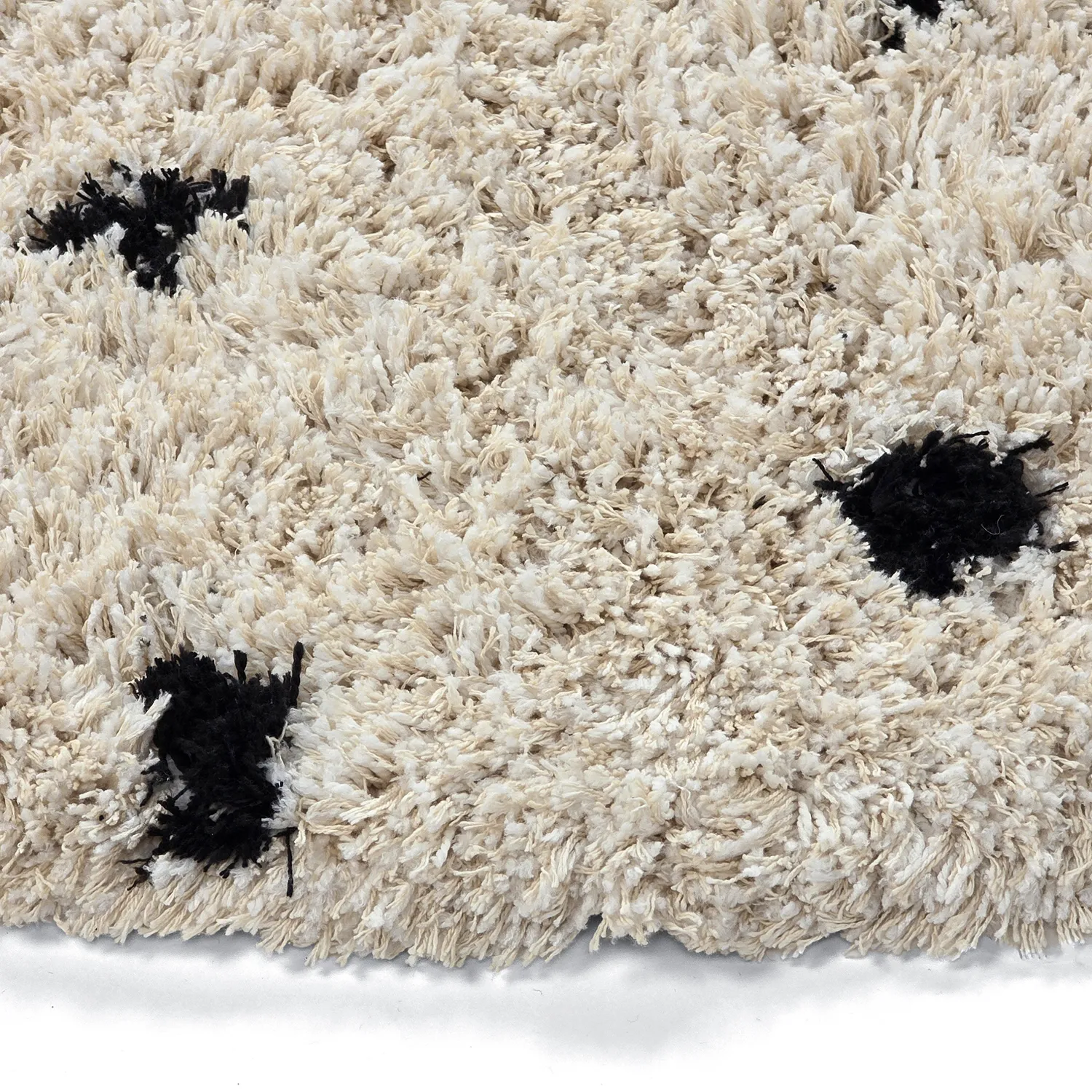 Kerek szőnyeg - Soria Natural Cotton Shaggy (törtfehér/fekete)